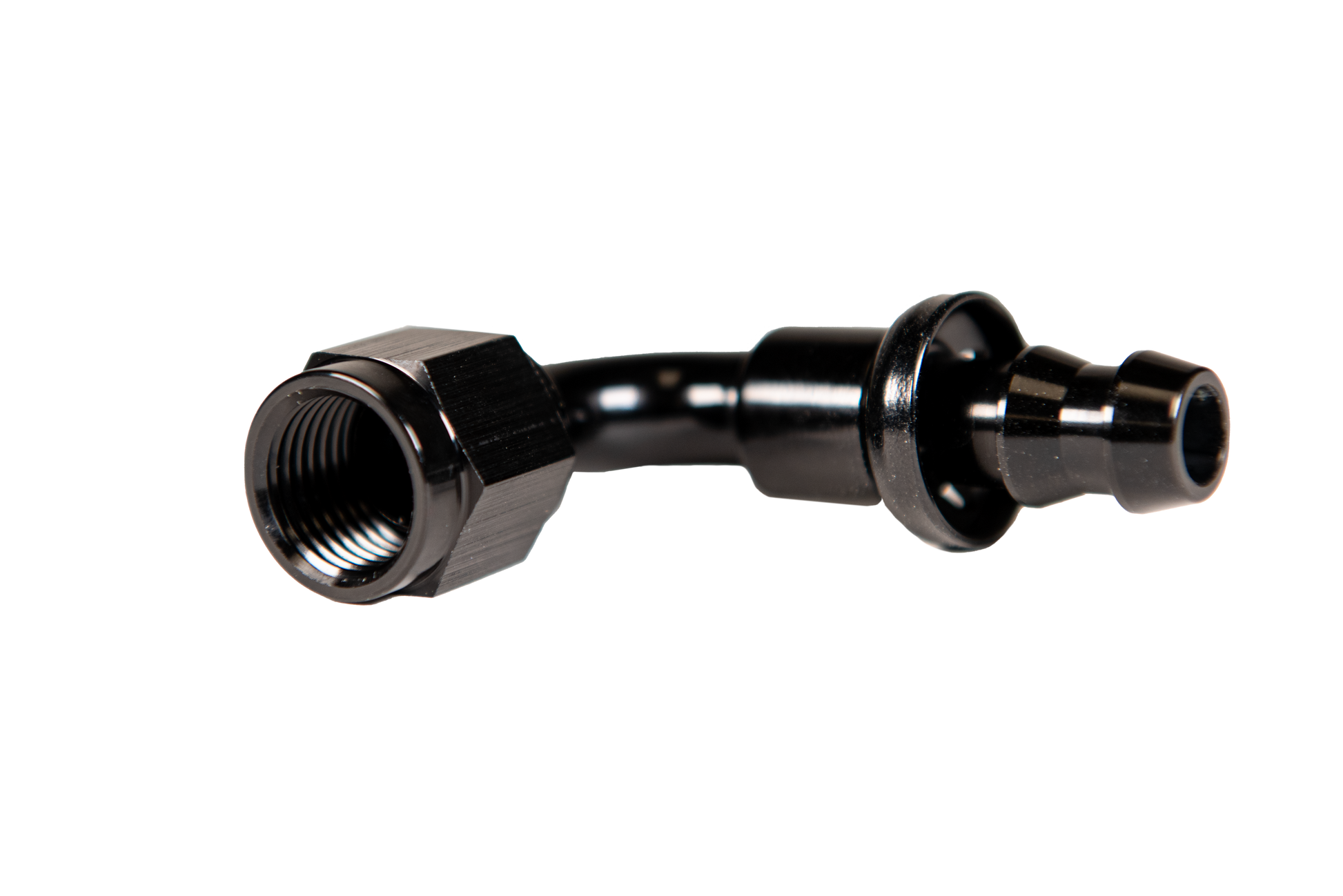 -10 90 Deg to Hose Barb Black Fleece Performance