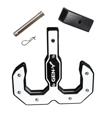 Hulk 2.0 Tow Hook 16K 2 Inch Shank Black/White with GH-007-1 Reducer Sleeve, GH-099 Pin & GH-011 Clip Gen Y Hitch