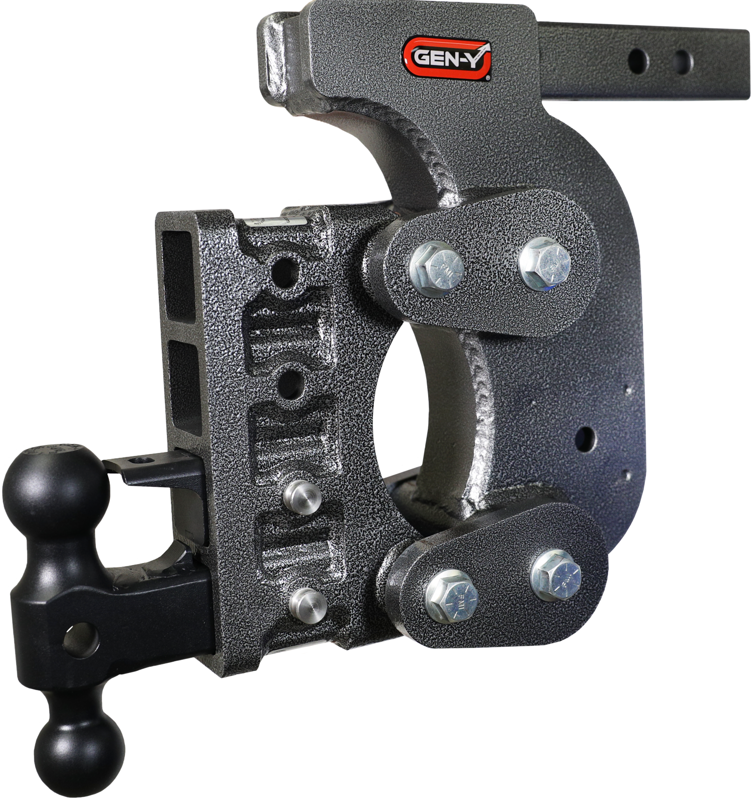 The Boss Torsion Flex 2 Inch Shank 12.5 Inch Drop 1.7K TW 16K Hitch & GH-051 Dual-Ball & GH-032 Pintle Lock & GH-0100 Stab Kit Gen Y Hitch