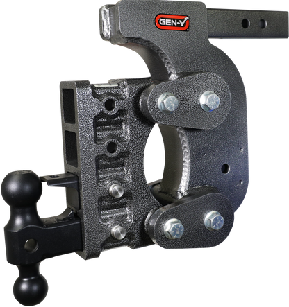 The Boss Torsion Flex 2 Inch Shank 12.5 Inch Drop 1.7K TW 16K Hitch & GH-051 Dual-Ball & GH-032 Pintle Lock & GH-0100 Stab Kit Gen Y Hitch