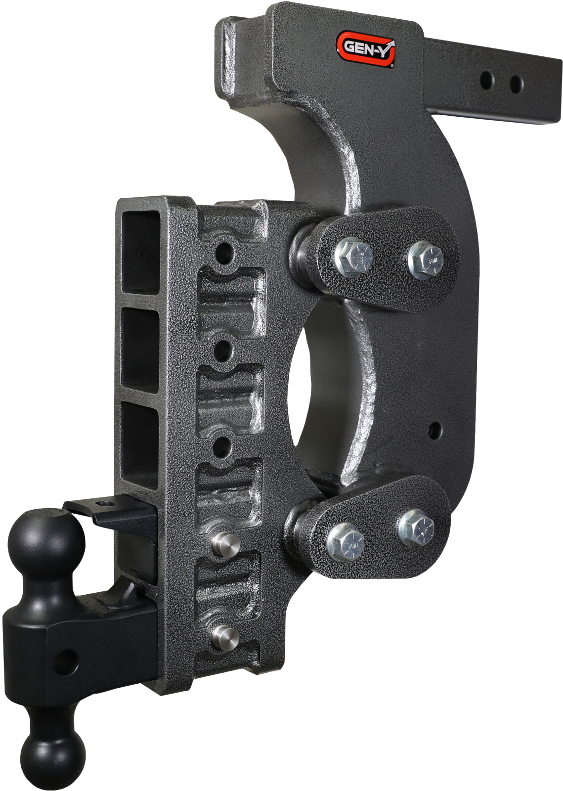 The Boss Torsion Flex 2.5 Inch Receiver 18 Inch Drop 2.4K TW 21K Hitch & GH-061 Dual-Ball & GH-062 Pintle Lock & GH-0101 Stab Kit Gen Y Hitch