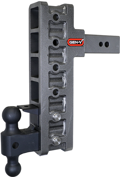 Mega Duty 2.5 Inch Offset Shank 3 Inch Rise, 12 Inch Drop 3.5K TW 32K Hitch & GH-0161 Dual-Ball & GH-0162 Pintle Lock Gen Y Hitch