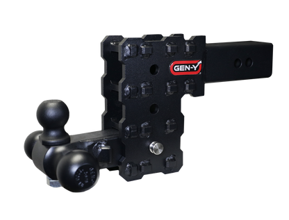 Phantom X 2.5 Inch Solid Shank 5 Inch Drop 1.6K TW 16K Hitch & GH-052 Tri-Ball Mount Gen Y Hitch