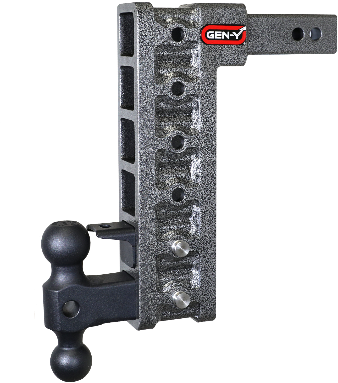 Mega Duty 2 Inch Shank 12.5 Inch Drop 1.5K TW 10K Hitch & GH-031 Dual-Ball & GH-032 Pintle Lock (Stab Kit Recommended:GH-0100) Gen Y Hitch
