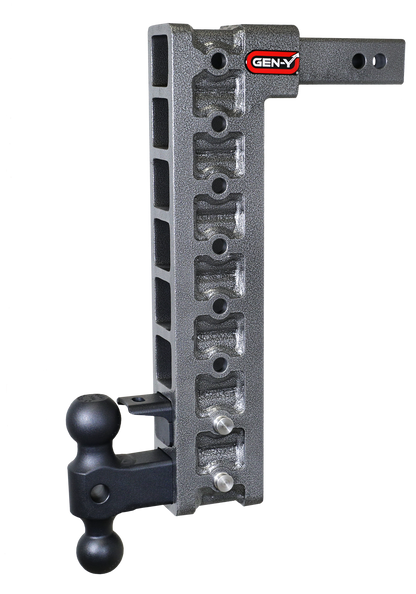 Mega Duty 2 Inch Shank 17.5 Inch Drop 1.5K TW 10K Hitch & GH-031 Dual-Ball & GH-032 Pintle Lock & GH-0100 Stabilizer Kit Gen Y Hitch