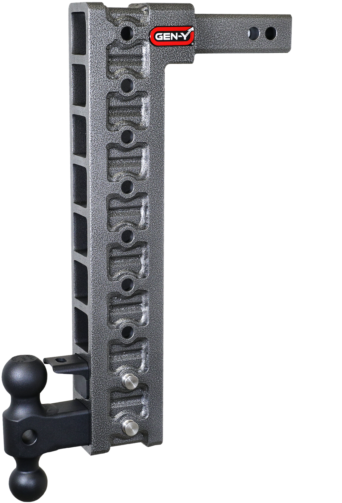 Mega Duty 2 Inch Shank 20 Inch Drop 1.5K TW 10K Hitch & GH-031 Dual-Ball & GH-032 Pintle Lock & GH-0100 Stabilizer Kit Gen Y Hitch