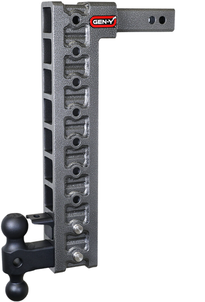 Mega Duty 2 Inch Shank 20 Inch Drop 1.5K TW 10K Hitch & GH-031 Dual-Ball & GH-032 Pintle Lock & GH-0100 Stabilizer Kit Gen Y Hitch