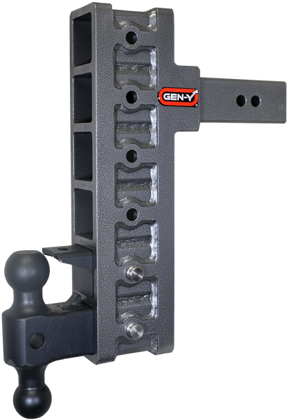 Mega Duty 2.5 Inch Offset Shank 3 Inch Rise, 12 Inch Drop 3K TW 21K Hitch & GH-061 Dual-Ball & GH-062 Pintle Lock Gen Y Hitch
