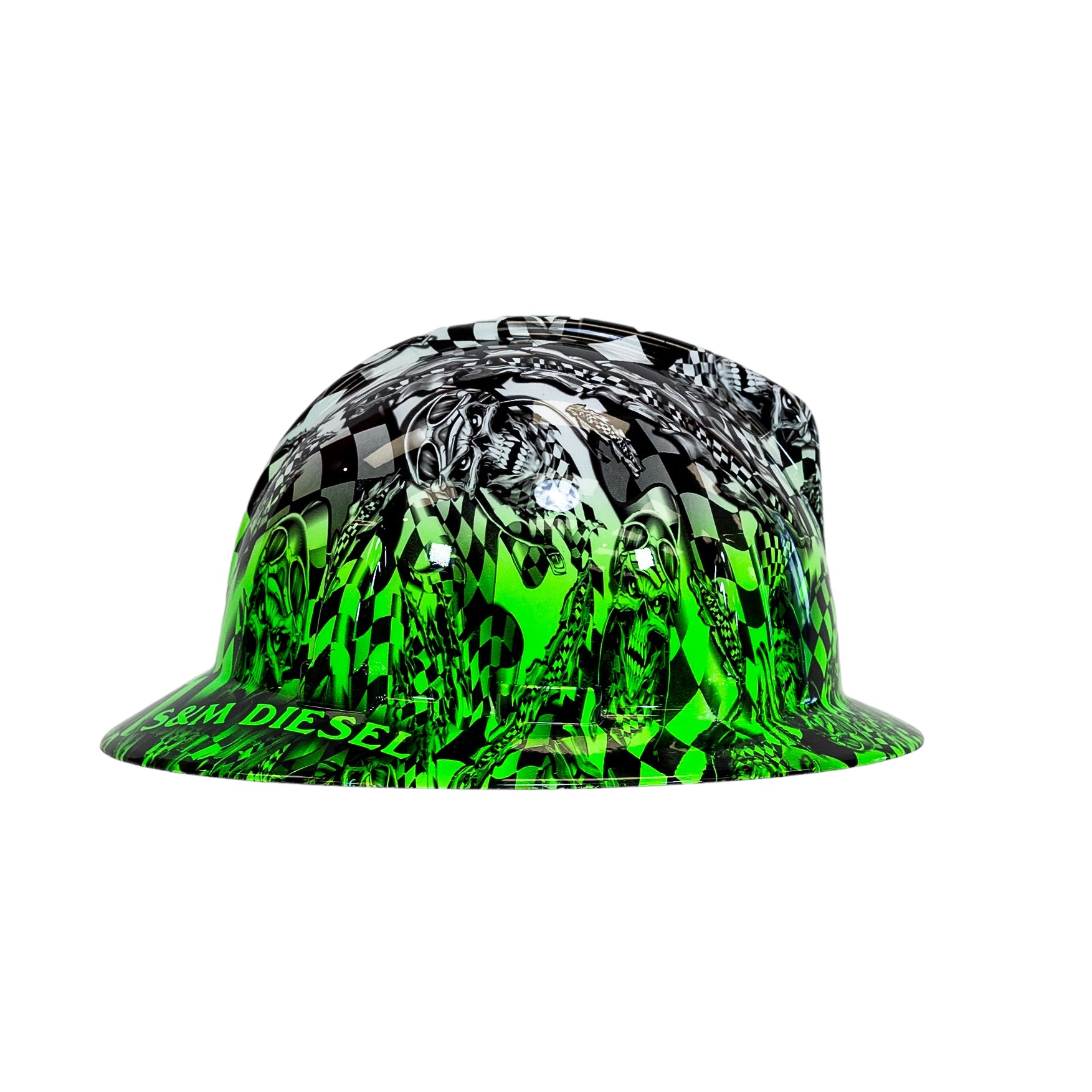 Hades Green Hydro top Dipped Hard Hats Full Brim Style with Tote