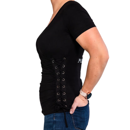 S&M Diesel Sensual Plunge Lace-Up Shirt- 1 color option avail