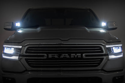 LED Light Kit | Ditch Mount | 2" Black Pair | Amber DRL | Ram 1500 (19-26)