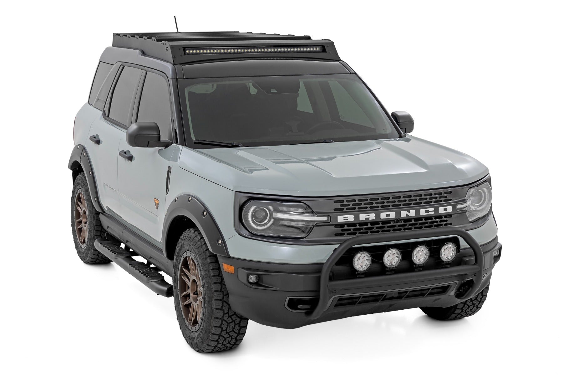 Nudge Bar | w/ Tow Hooks | 4 Inch Round Led (x4) | Ford Bronco Sport (21-24)