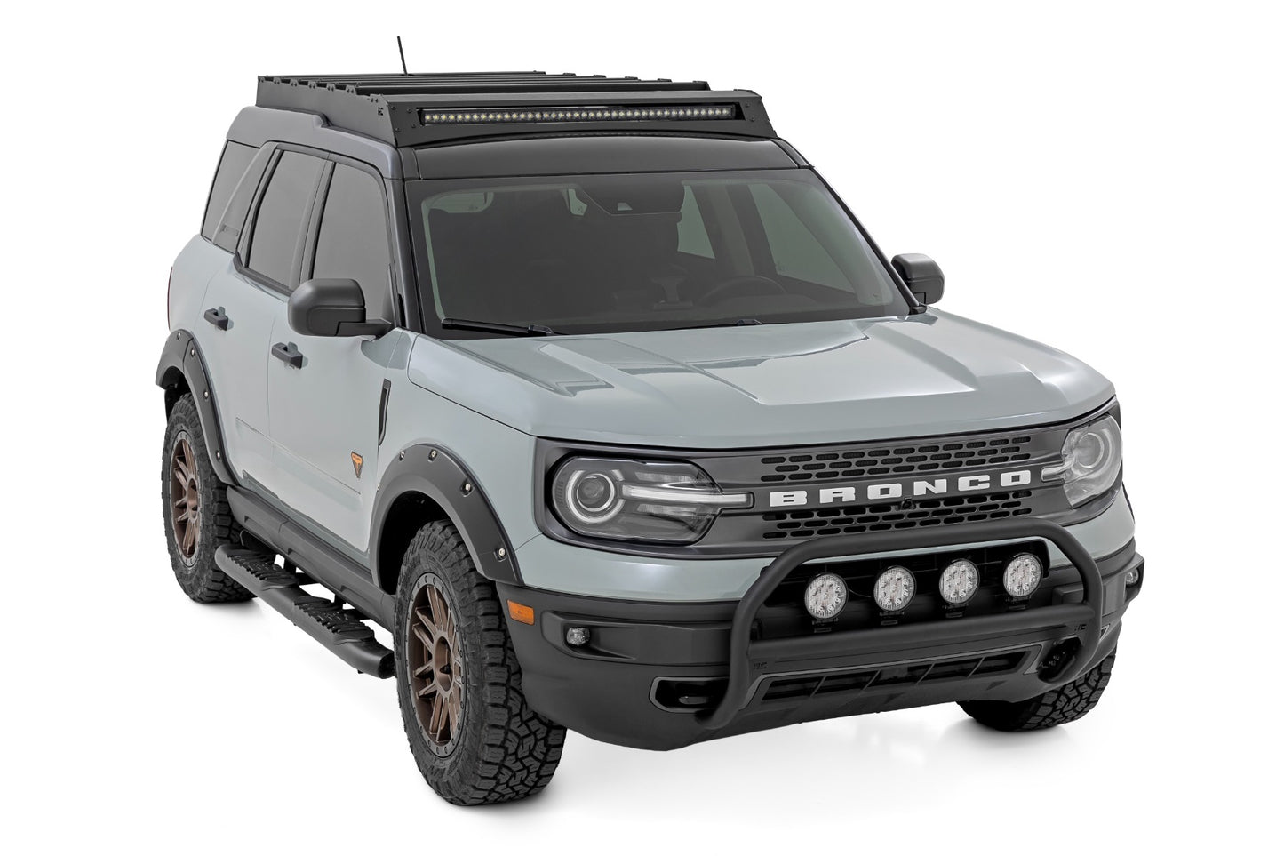 Nudge Bar | w/ Tow Hooks | 20 Inch BLK DRL Single Row LED | Ford Bronco Sport (21-24)