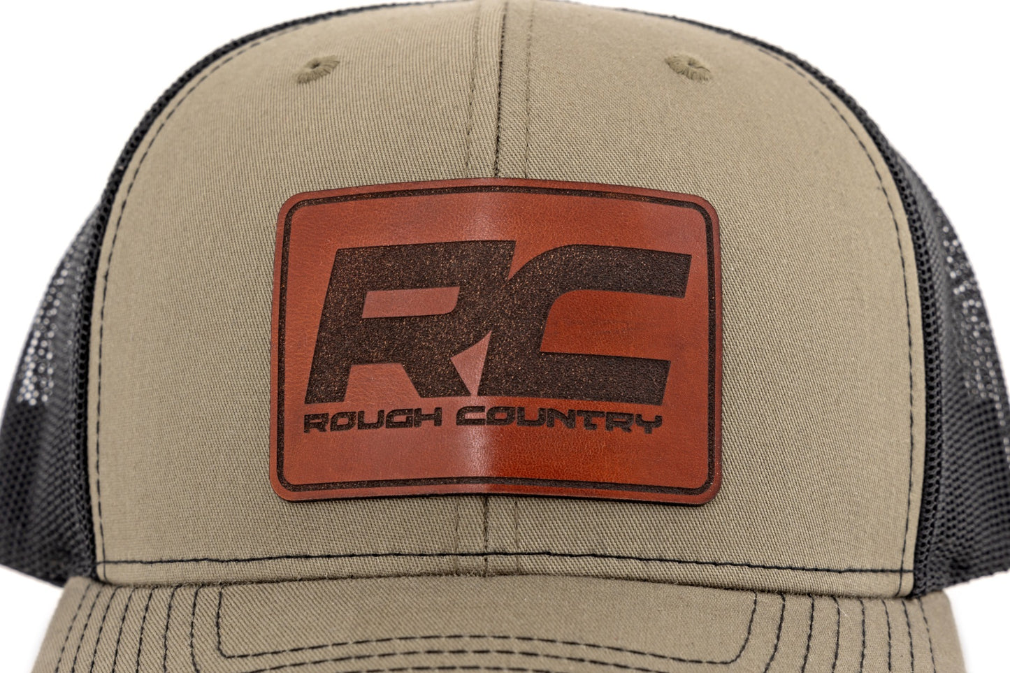 Rough Country Hat | Black Mesh | Rough Country Patch | Brown/Leather - Richardson 112