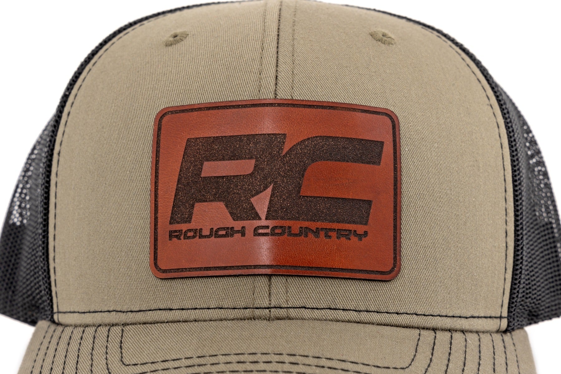 Rough Country Hat | Black Mesh | Rough Country Patch | Brown/Leather - Richardson 112
