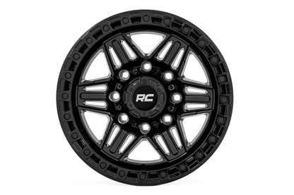 Rough Country 76 Series Wheel | Simulated Bead Lock | Gloss Black | 17x9 | 5x4.5 | +0mm