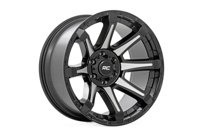 Rough Country 81 Series Wheel | One-Piece | Semi Gloss Black w/machined spokes | 20x9 | 5x150 | +18m