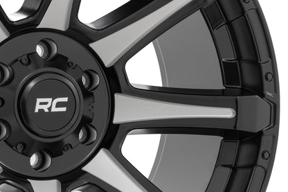 Rough Country 81 Series Wheel | One-Piece | Semi Gloss Black w/machined spokes | 20x9 | 8x180 | 0mm
