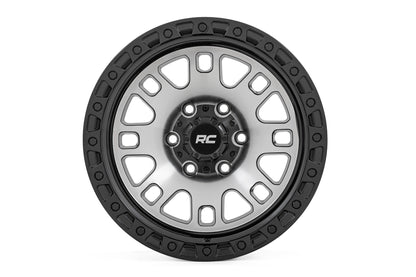 Rough Country 82 Series Wheel | One-Piece | Machined Semi Gloss Black | 15x8 | 5x4.5 | -19mm