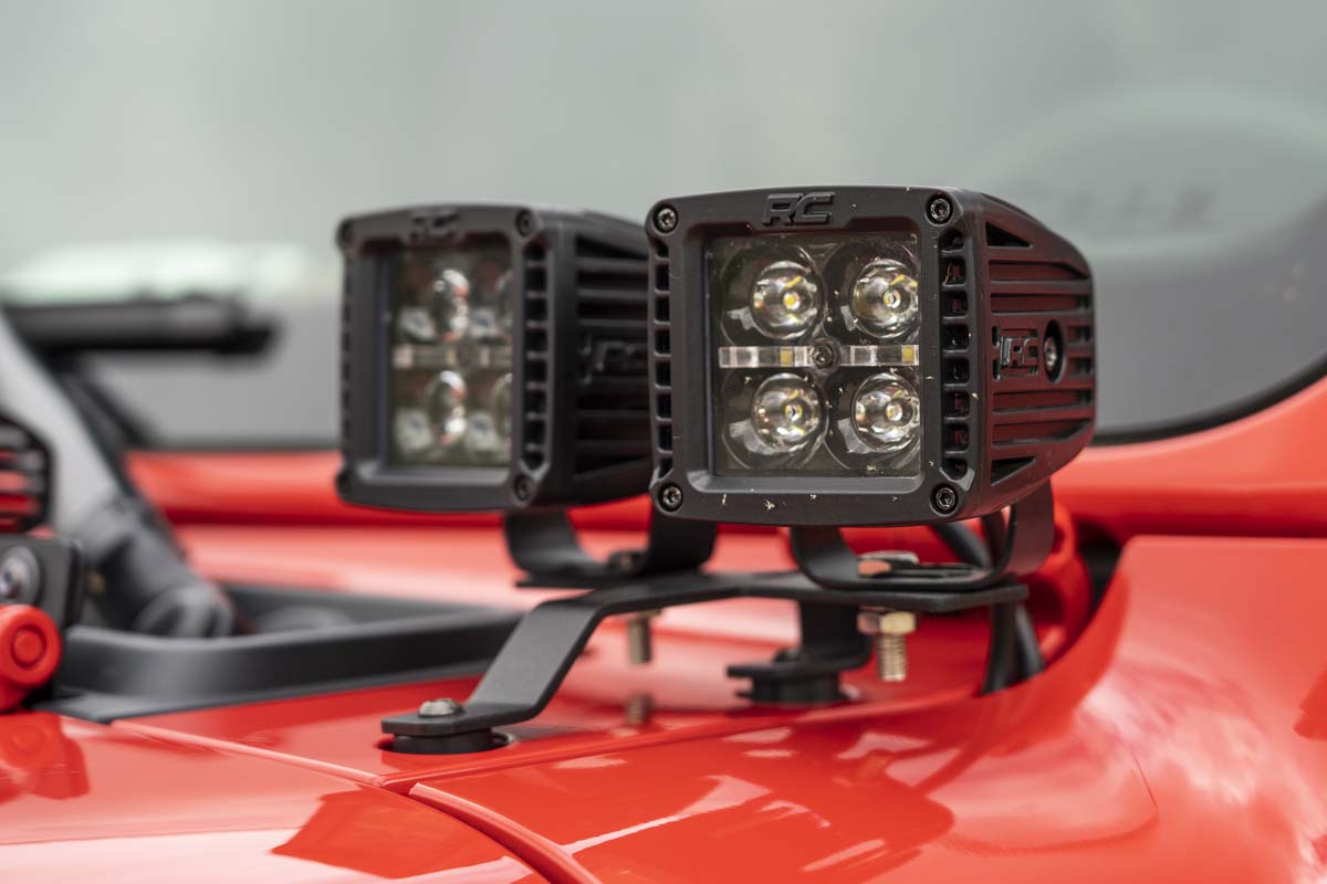 LED Light Kit | Quad | Cowl Mount | 2" Black | Amber DRL | Jeep Gladiator JT/Wrangler JL (18-24)