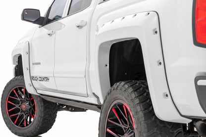 Pocket Fender Flares | 6'7" & 8' Bed | GAZ Summit White | Chevy Silverado 1500 (14-18)/2500HD (15-19)