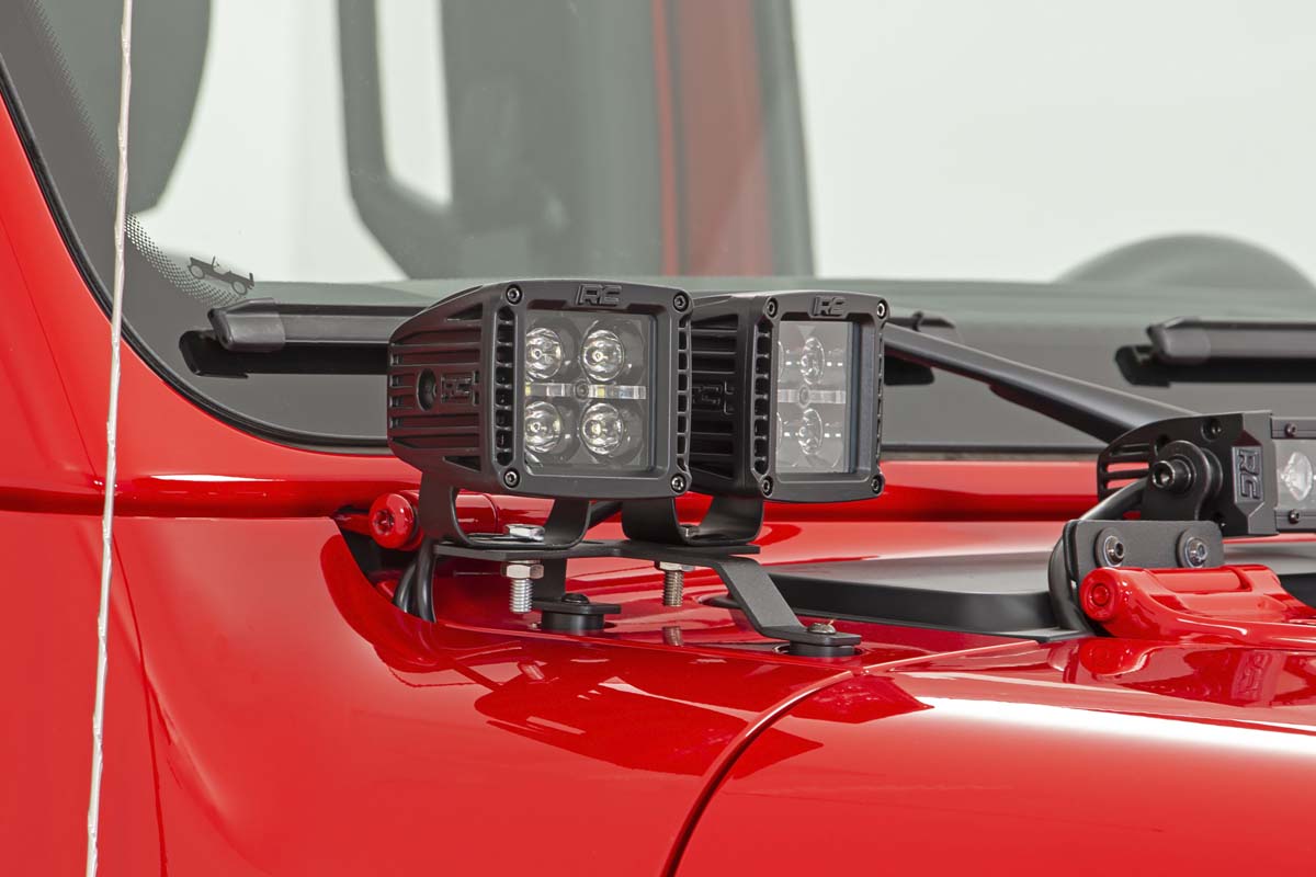 LED Light Kit | Quad | Cowl Mount | 2" Black | Amber DRL | Jeep Gladiator JT/Wrangler JL (18-24)