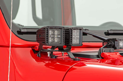 LED Light Kit | Quad | Cowl Mount | 2" Black | White DRL | Jeep Gladiator JT/Wrangler JL (18-24)