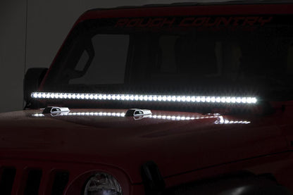 LED Light Kit | Cowl Mount | 50" Black Single Row | Jeep Gladiator JT/Wrangler JL (18-24)