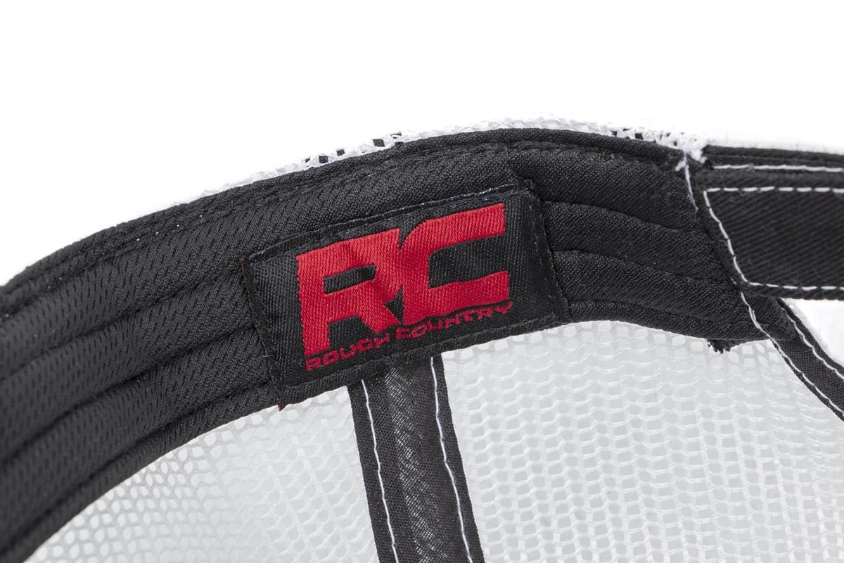 Rough Country Hat | White Mesh | Rough Country Patch | Black/Red