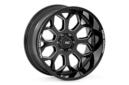 Rough Country 96 Series Wheel | One-Piece | Gloss Black | 20x10 | 5x5 | -19mm