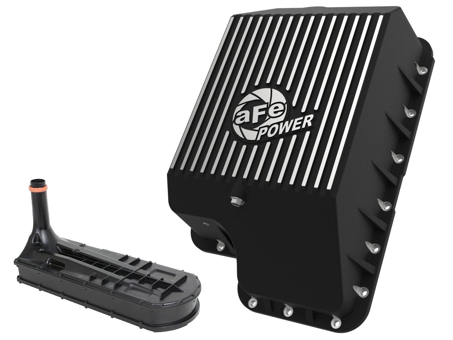 aFe POWER Pro Series Transmission Pan Black w/ Machined Fins