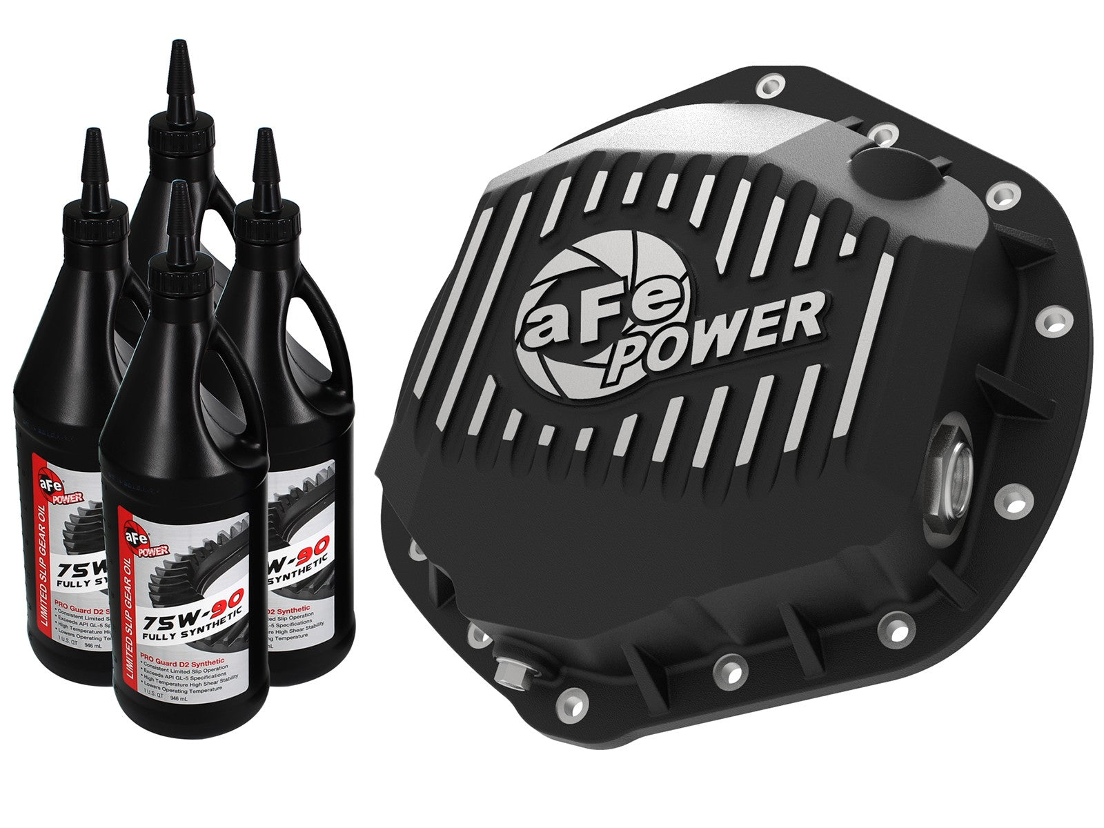 Pro Series Rear Differential Cover Black w/ Machined Fins & Gear Oil