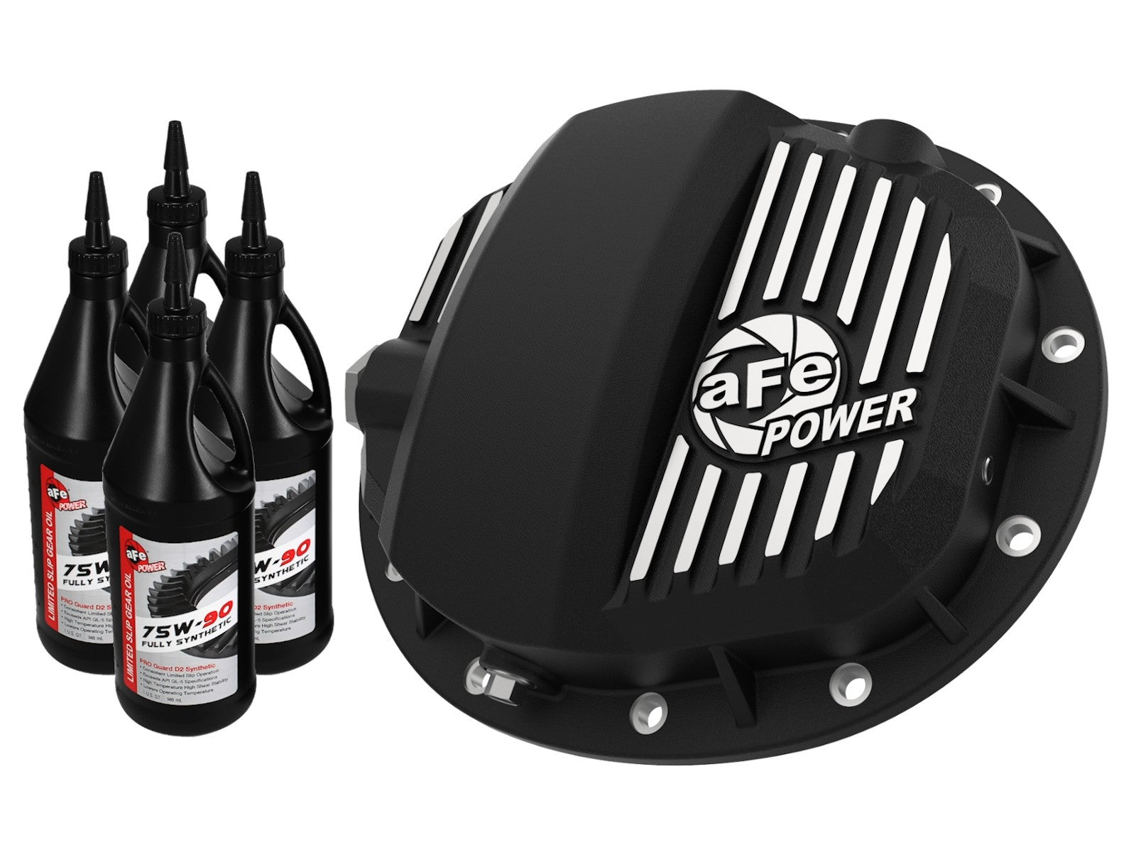 Pro Series Rear Differential Cover Black w/ Machined Fins & Gear Oil