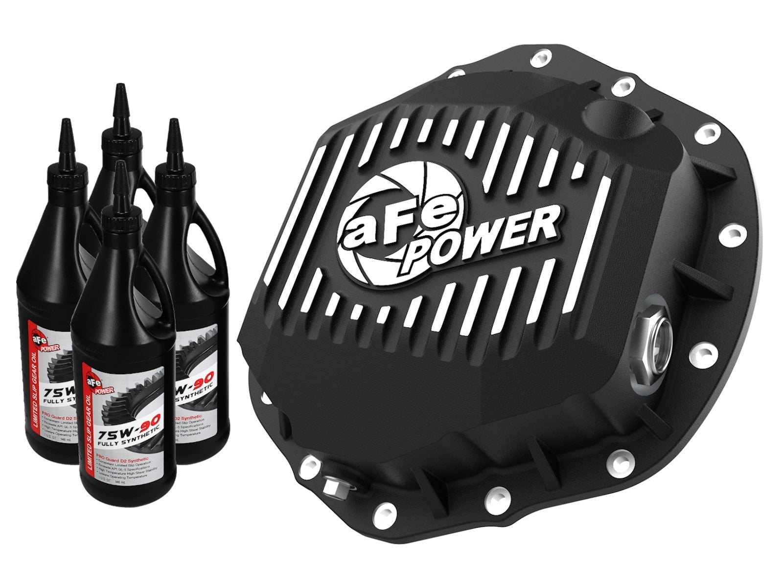 Pro Series Rear Differential Cover Black w/ Machined Fins & Gear Oil