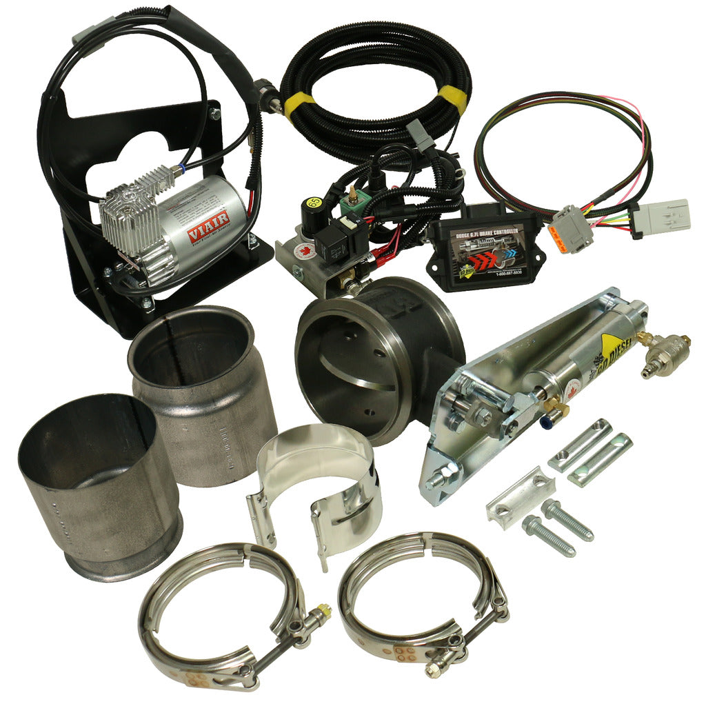 Exhaust Brake (Remote) w/Non-VGT Turbo & 5-inch Exhaust Kit c/w Air Compressor - DODGE 6.7L Cummins